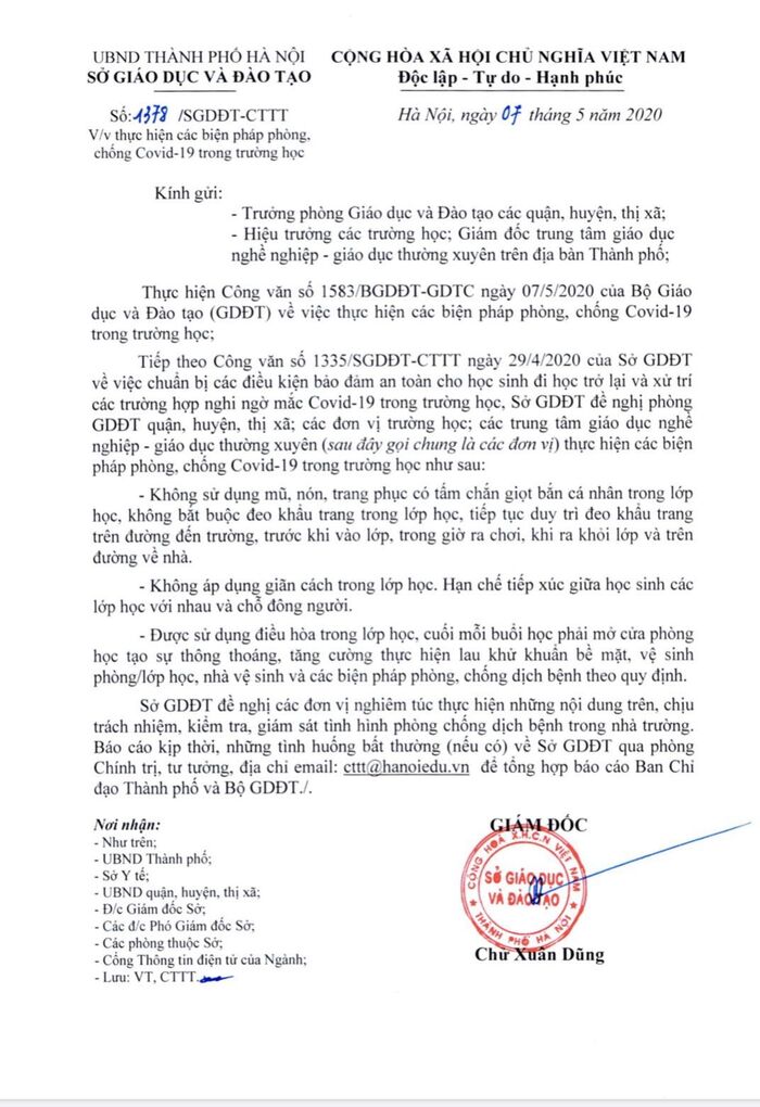 THÔNG BÁO LỊCH ĐI HỌC &amp; THỜI GIAN BIỂU (Thực hiện từ ngày 11/05/2020)