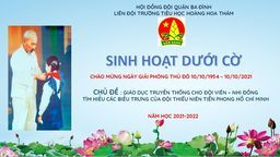 Trường Tiểu học Hoàng Hoa Thám tuyên truyền kỷ niệm 67 năm ngày giải phóng Thủ Đô thông qua buổi sinh hoạt dưới cờ