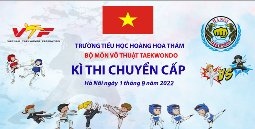 CLB Võ thuật Taekwondo Tiểu học Hoàng Hoa Thám tổ chức thành công buổi thi chuyển cấp cho các võ sinh