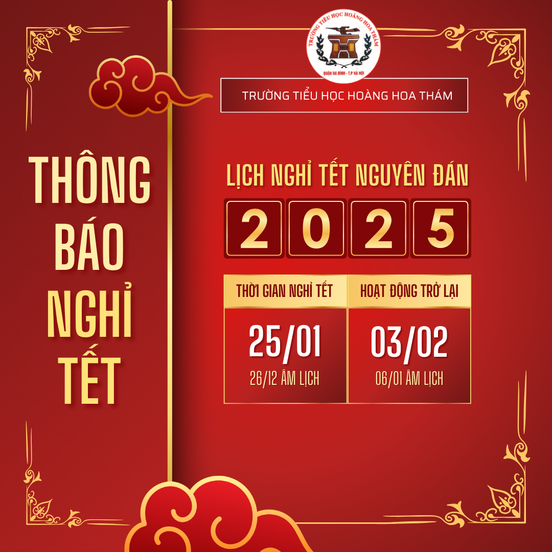 Thông báo nghỉ Tết Âm lịch năm 2025