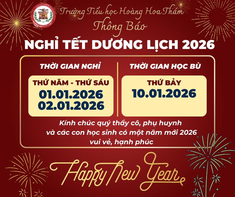 Thông báo lịch nghỉ tết Dương lịch 2026